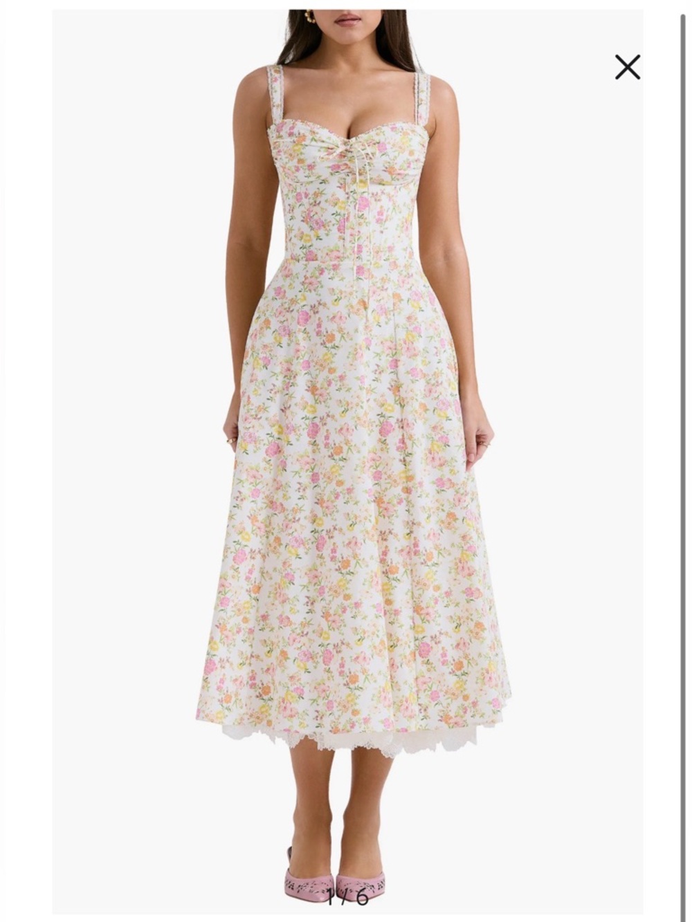 ROSALEE' IVORY MEADOW PRINT COTTON BUSTIER SUNDRESS